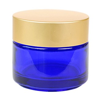 Classic Round Cobalt Blue (Gold Matte Cap) Glass Jar
