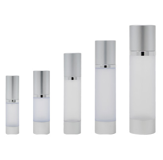 Airless Dispenser Refillable (Frosted with Silver Matte Cap)