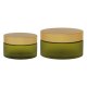 Boston Round Olive Frosted PET Jar With Gold Cap